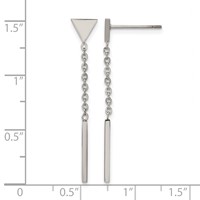 Chisel Stainless Steel Polished Dangle Bar Triangle Post Earrings view 3