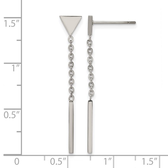 Chisel Stainless Steel Polished Dangle Bar Triangle Post Earrings