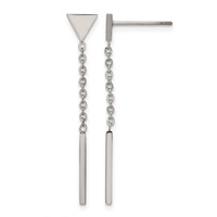 Chisel Stainless Steel Polished Dangle Bar Triangle Post Earrings view 1