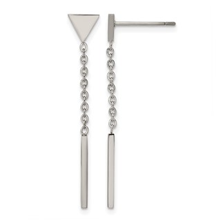 Chisel Stainless Steel Polished Dangle Bar Triangle Post Earrings