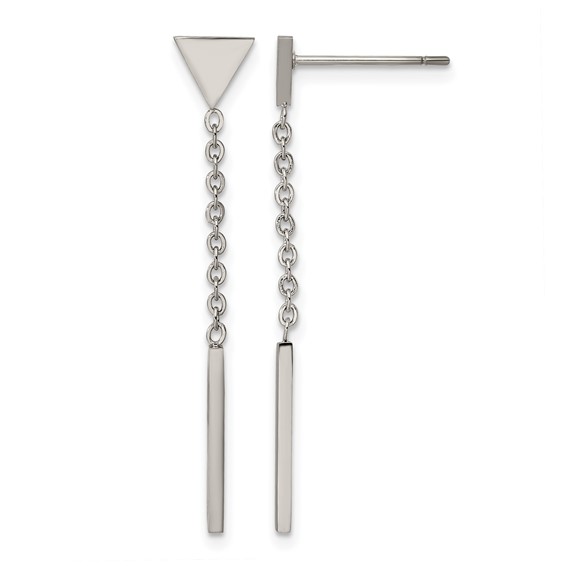 Chisel Stainless Steel Polished Dangle Bar Triangle Post Earrings