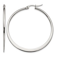 Chisel Stainless Steel Polished 43mm Diameter Hoop Earrings view 1