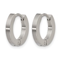 Chisel Stainless Steel Brushed and Polished 2mm Hinged Hoop Earrings view 2