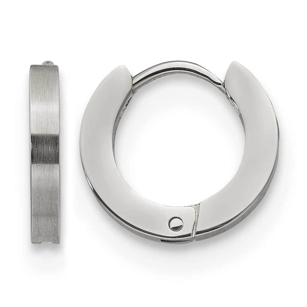 Chisel Stainless Steel Brushed and Polished 2mm Hinged Hoop Earrings