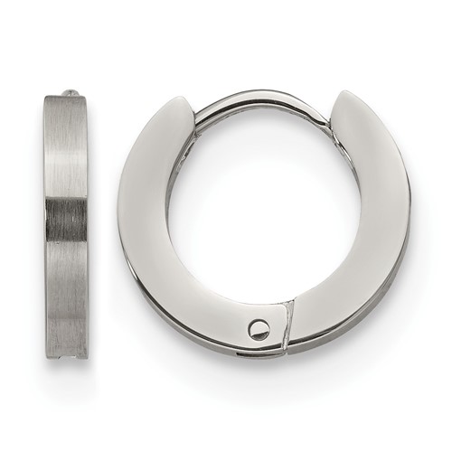 Chisel Stainless Steel Brushed and Polished 2mm Hinged Hoop Earrings