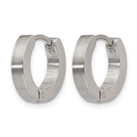 Chisel Stainless Steel Brushed and Polished 3mm Hinged Hoop Earrings view 2