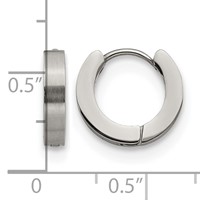 Chisel Stainless Steel Brushed and Polished 3mm Hinged Hoop Earrings view 4