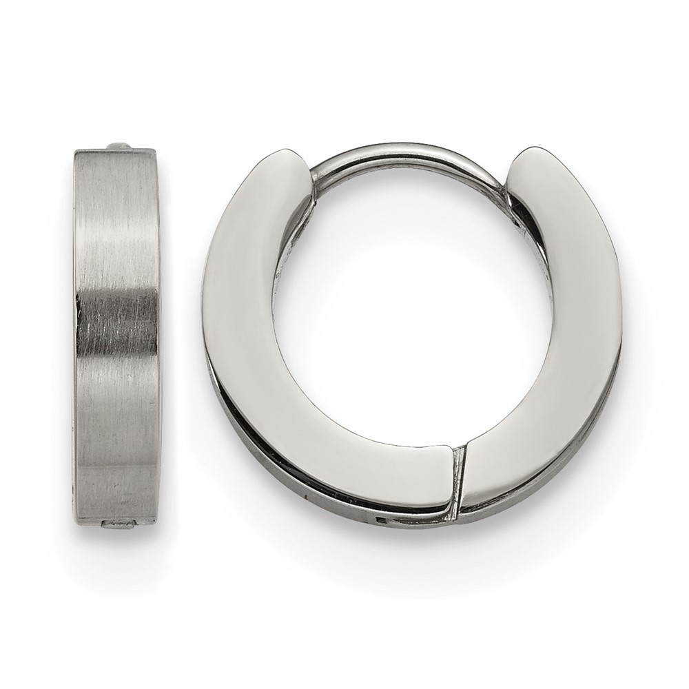 Chisel Stainless Steel Brushed and Polished 3mm Hinged Hoop Earrings