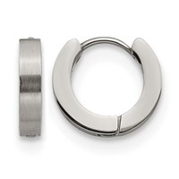 Chisel Stainless Steel Brushed and Polished 3mm Hinged Hoop Earrings view 1