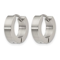 Chisel Stainless Steel Brushed and Polished 4mm Hinged Hoop Earrings view 2