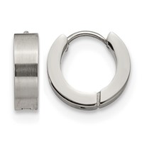 Chisel Stainless Steel Brushed and Polished 4mm Hinged Hoop Earrings view 1
