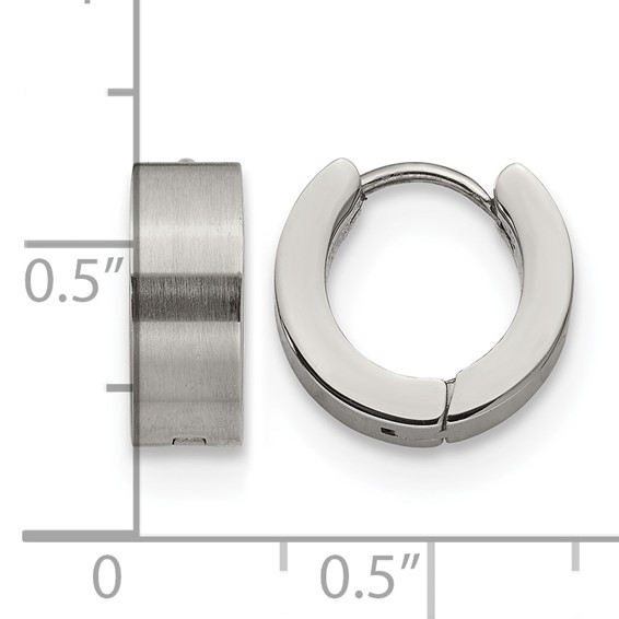 Chisel Stainless Steel Brushed and Polished 5mn Hinged Hoop Earrings