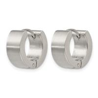 Chisel Stainless Steel Brushed and Polished 6mm Hinged Hoop Earrings view 2