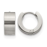 Chisel Stainless Steel Brushed and Polished 6mm Hinged Hoop Earrings view 1