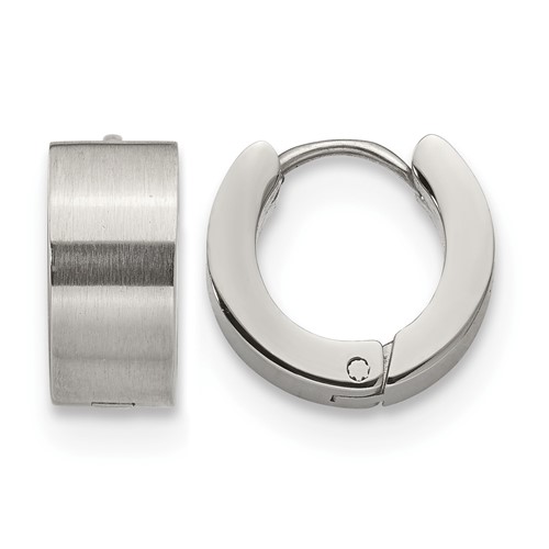 Chisel Stainless Steel Brushed and Polished 6mm Hinged Hoop Earrings