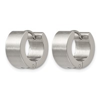 Chisel Stainless Steel Brushed and Polished 7mm Hinged Hoop Earrings view 2