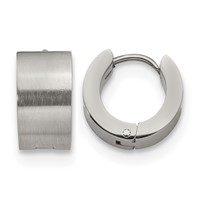 Chisel Stainless Steel Brushed and Polished 7mm Hinged Hoop Earrings view 1