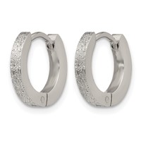 Chisel Stainless Steel Polished and Sandblasted 2mm Hinged Hoop Earrings view 2