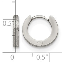 Chisel Stainless Steel Polished and Sandblasted 2mm Hinged Hoop Earrings view 4
