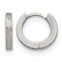 Chisel Stainless Steel Polished and Sandblasted 2mm Hinged Hoop Earrings view 1