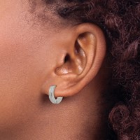 Chisel Stainless Steel Polished and Sandblasted 3mm Hinged Hoop Earrings view 3