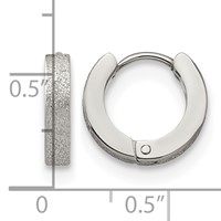 Chisel Stainless Steel Polished and Sandblasted 3mm Hinged Hoop Earrings view 4