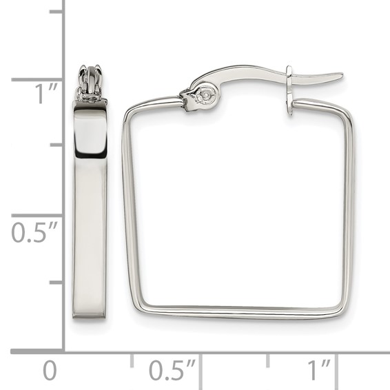 Chisel Stainless Steel Polished 20mm Square Hoop Earrings