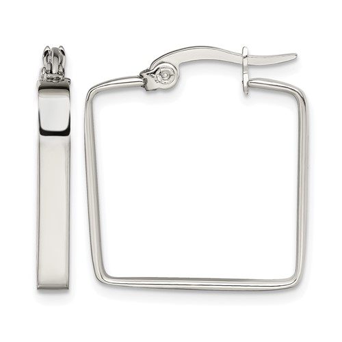 Chisel Stainless Steel Polished 20mm Square Hoop Earrings