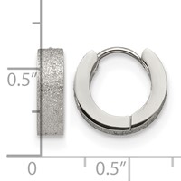 Chisel Stainless Steel Polished and Sandblasted 4mm Hinged Hoop Earrings view 4