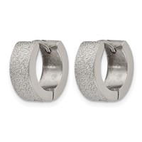 Chisel Stainless Steel Polished and Sandblasted 5mm Hinged Hoop Earrings view 2