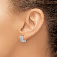 Chisel Stainless Steel Polished and Sandblasted 5mm Hinged Hoop Earrings view 3