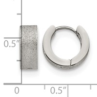 Chisel Stainless Steel Polished and Sandblasted 5mm Hinged Hoop Earrings view 4