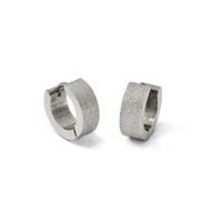 Chisel Stainless Steel Polished and Sandblasted 5mm Hinged Hoop Earrings view 5