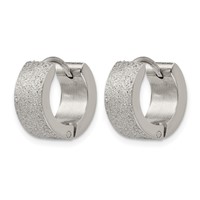 Chisel Stainless Steel Polished and Sandblasted 6mm Hinged Hoop Earrings view 2