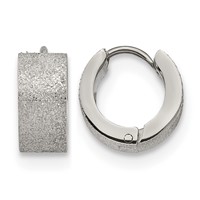 Chisel Stainless Steel Polished and Sandblasted 6mm Hinged Hoop Earrings view 1