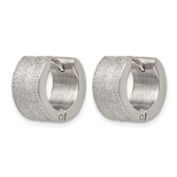 Chisel Stainless Steel Polished and Sandblasted 7mm Hinged Hoop Earrings view 2