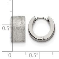 Chisel Stainless Steel Polished and Sandblasted 7mm Hinged Hoop Earrings view 4
