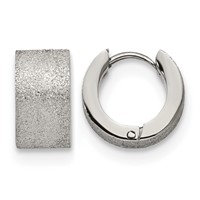 Chisel Stainless Steel Polished and Sandblasted 7mm Hinged Hoop Earrings view 1