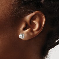 Chisel Stainless Steel Polished Simulated Pearl Square Post Earrings view 3
