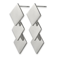 Chisel Stainless Steel Polished Squares Post Dangle Earrings view 2