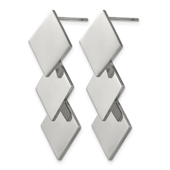 Chisel Stainless Steel Polished Squares Post Dangle Earrings