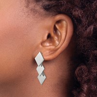 Chisel Stainless Steel Polished Squares Post Dangle Earrings view 3