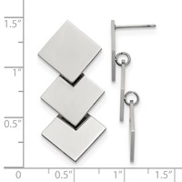 Chisel Stainless Steel Polished Squares Post Dangle Earrings view 4