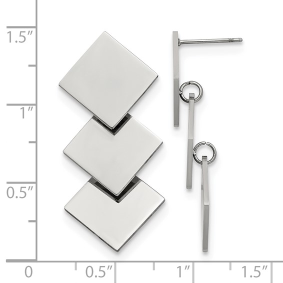 Chisel Stainless Steel Polished Squares Post Dangle Earrings