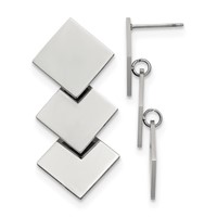 Chisel Stainless Steel Polished Squares Post Dangle Earrings view 1