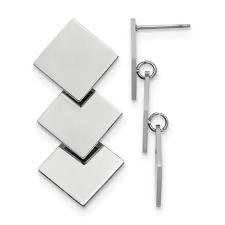 Chisel Stainless Steel Polished Squares Post Dangle Earrings