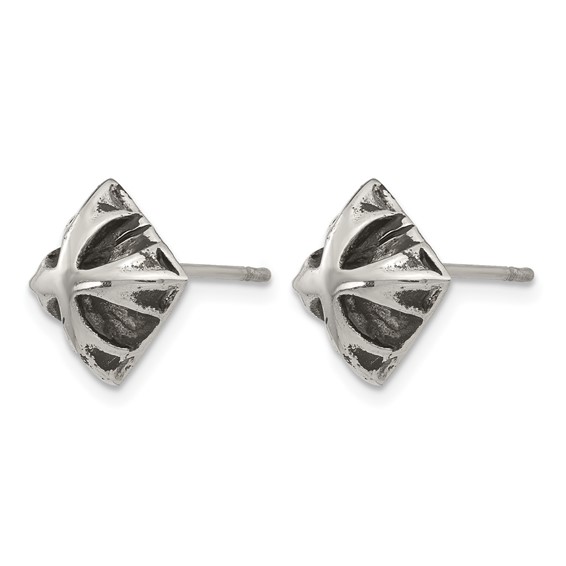 Stainless Steel Antiqued and Polished Post Earrings