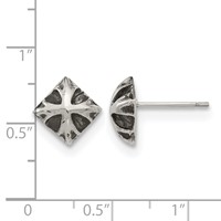 Stainless Steel Antiqued and Polished Post Earrings view 4