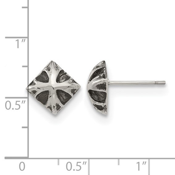 Stainless Steel Antiqued and Polished Post Earrings