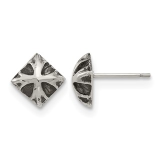 Stainless Steel Antiqued and Polished Post Earrings